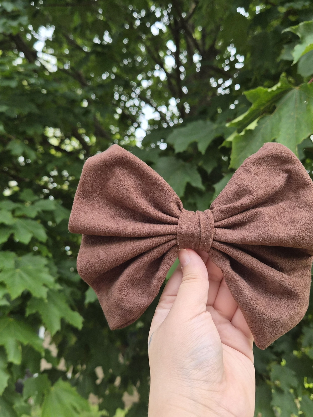 Upcycled RECYCLED Large Bow Faux Suede